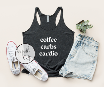 Coffee Carbs Cardio Racerback