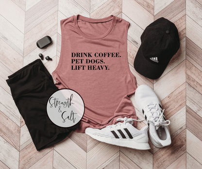 Drink Coffee Pet Dogs Lift Heavy Muscle Tank